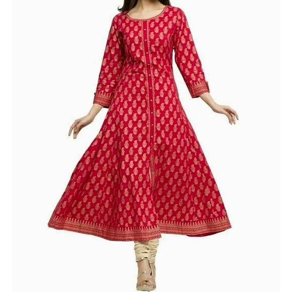 NEW! Yash Gallery Printed Cotton Flared Kurta Wedding Womens Kurti Dress Women S - Picture 1 of 8